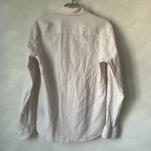 Club Monaco button down shirt pink white checks waffle collared size small slim - Picture 7 of 7